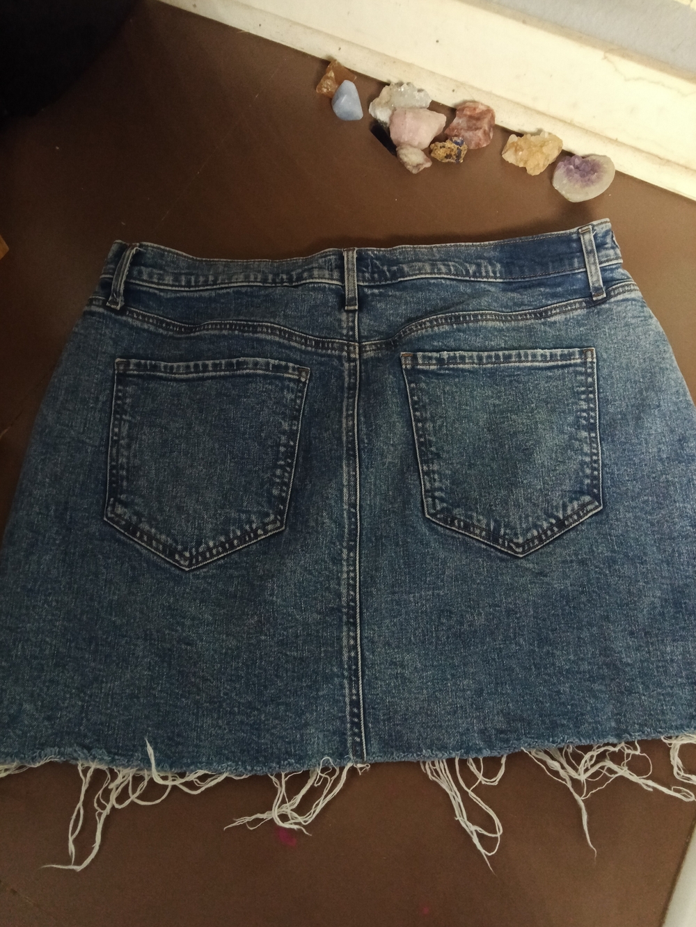 Denim Frayed Hem Mini Skirt - Blue By Express (14)